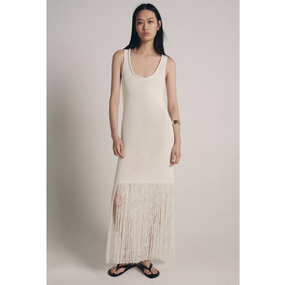 Zara FRINGED KNIT DRESS